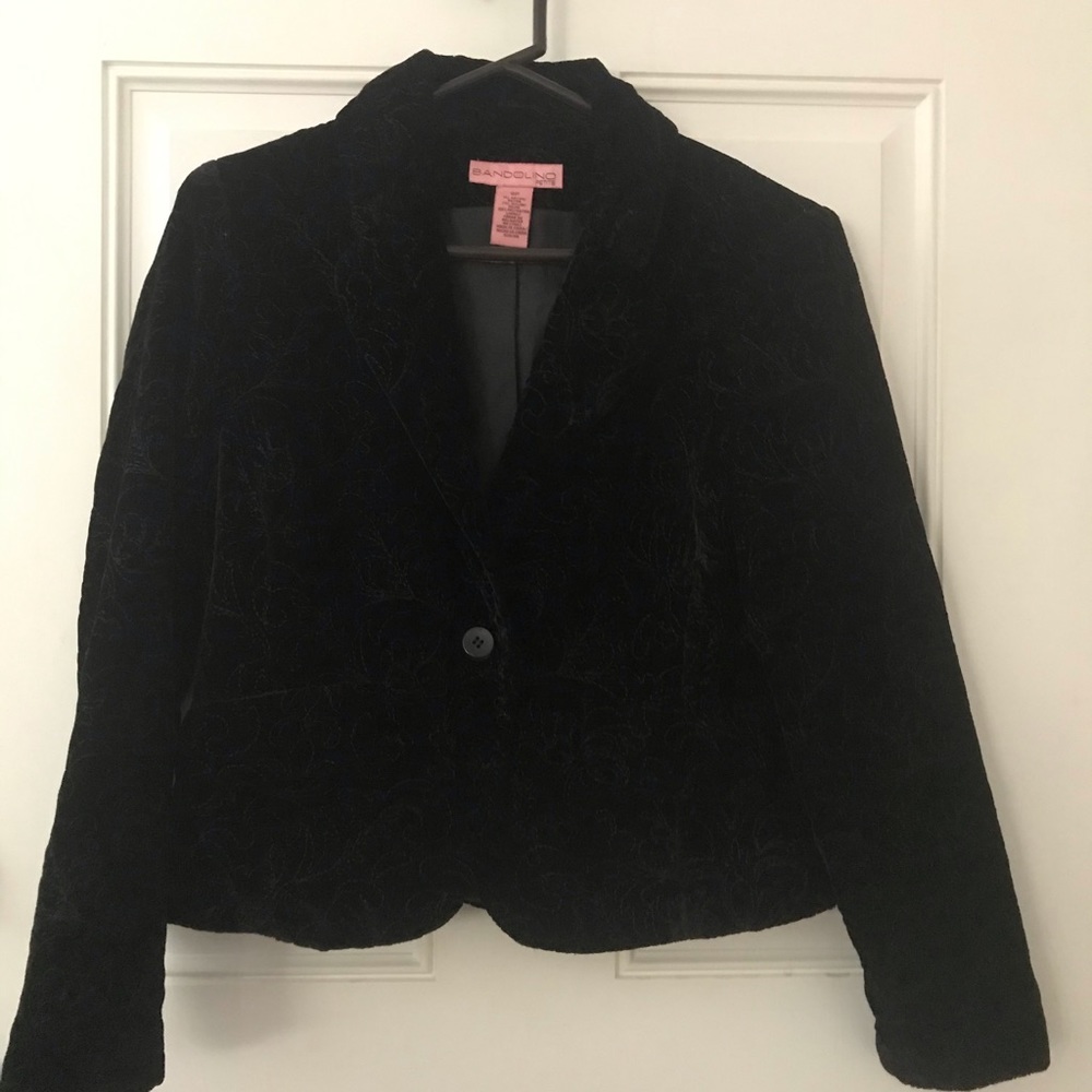 Bandolino Petite Black Velvet Jacket Size 8P